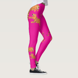 Legging Design de Estampa de Tigre Rosa Quente