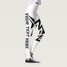 Legging Design de Estrela Tribal Personalizada Branco e Pr