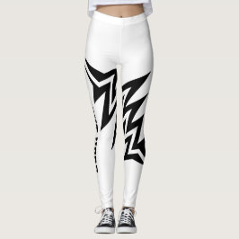 Legging Design de Estrela Tribal Personalizada Branco e Pr