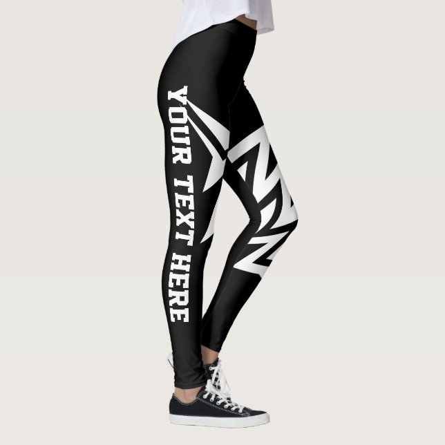 Legging Design de Estrela Tribal Personalizado Preto e Bra (Direita)
