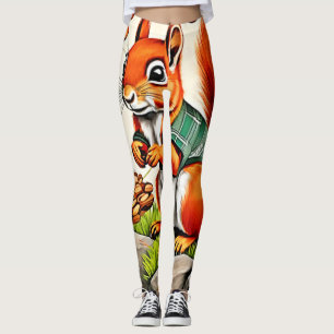 Legging Design de Exibição de Esquilo da Madeira