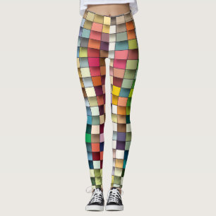 Legging Design de faixa geométrica simples multicolorida