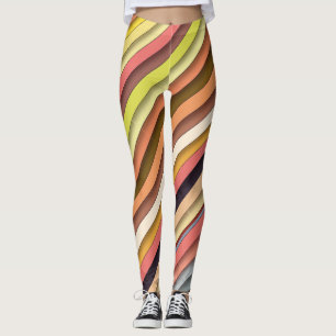 Legging Design de faixa geométrica simples multicolorida