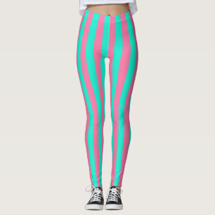 Legging Design de faixa verde de cor rosa