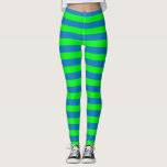 Legging Design de faixas azuis e verdes<br><div class="desc">Linhas horizontais azuis e verdes de faixas repetidas de padrão Design Impressão</div>