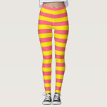 Legging Design de faixas cor-de-rosa e amarela<br><div class="desc">Linhas horizontais cor-de-rosa e amarelas Strips de repetição contínua Design de padrão Impressão de fundo</div>