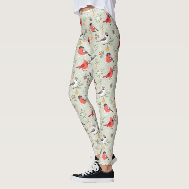 Legging Design de Feriado de Pássaro de Natal Bonito (Esquerda)