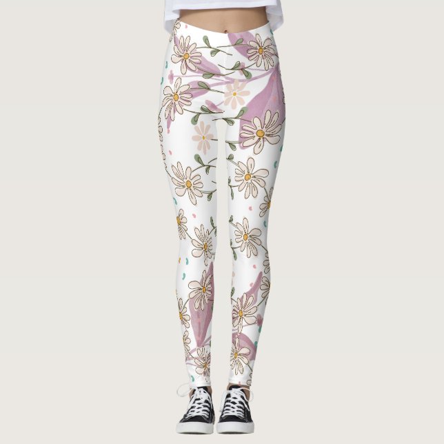 Legging Design de Flores da Moda (Frente)