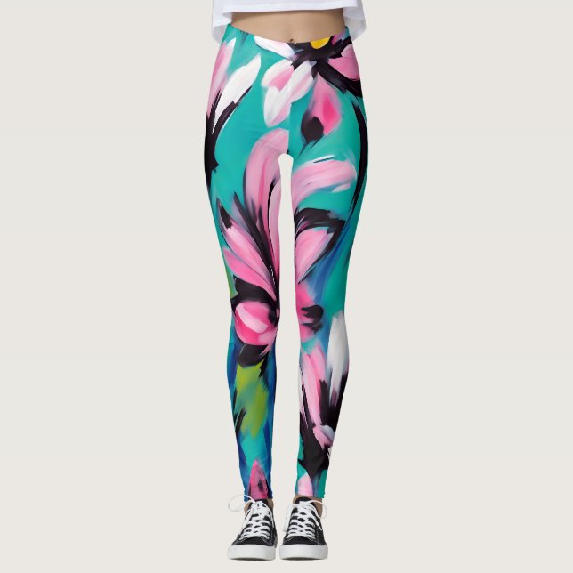 Legging Design de Flores de Verão (Frente)
