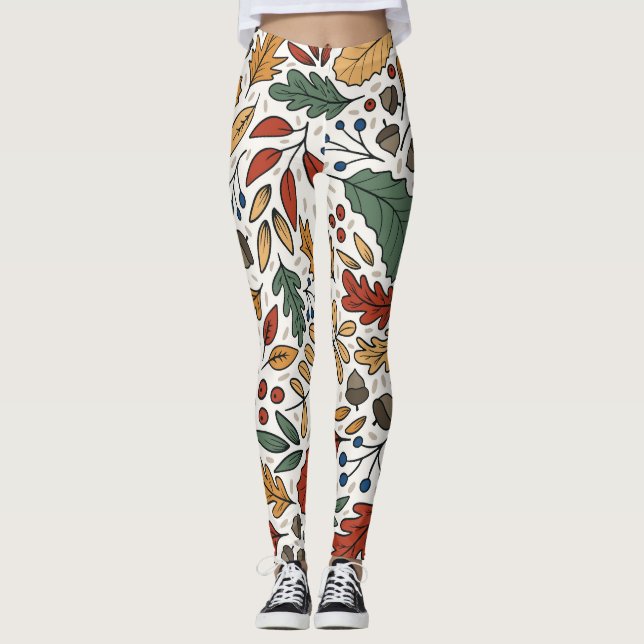 Legging Design de Folha de Folha de outono (Frente)