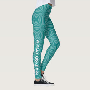 Legging Design de Fractal Verde Azulado