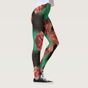 Legging Design de Friso Verde Arco de Satin Vermelho