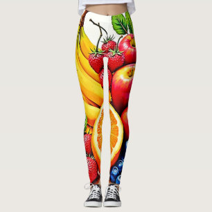Legging Design de Fruta de Delícia de Fresca Vibrante