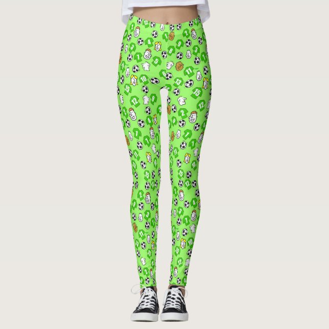 Legging Design de futebol com camisas em verde (Frente)