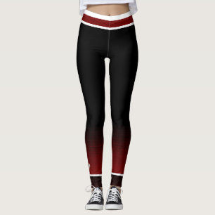 Legging Design de futebol de Borgonha/ Branco / Tornozelo