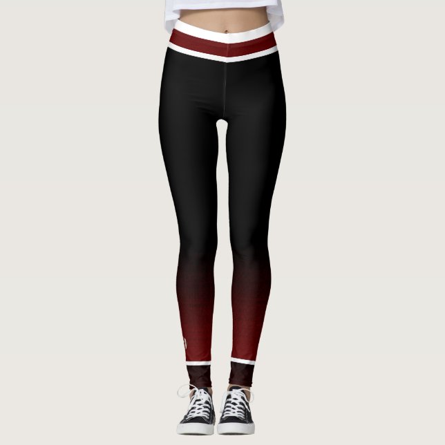 Legging Design de futebol de Borgonha/ Branco / Tornozelo  (Frente)