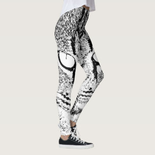 Legging Design de Gato Negro e Branco