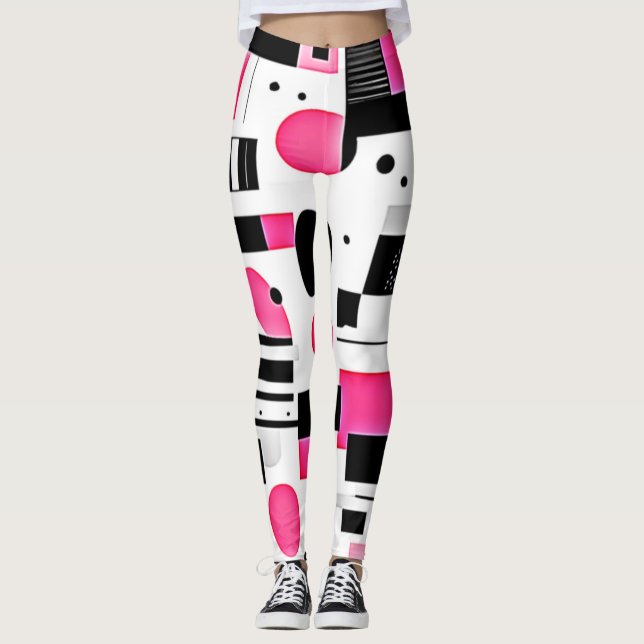 Legging Design de Geometria Rosa Pop Art (Frente)
