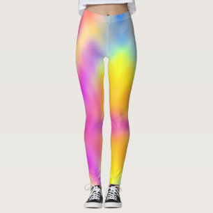 Legging Design de Gradiente Colorido Iridescente de Pastel