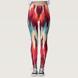 Legging Design de Ikat preto e vermelho preto