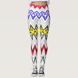 Legging Design de Legenda de várias cores do zigzag de fun