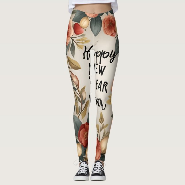 Legging Design de legendas do feliz ano novo (Frente)
