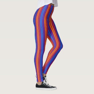 Legging Design de Listras Verticais Roxo Laranja Azul  