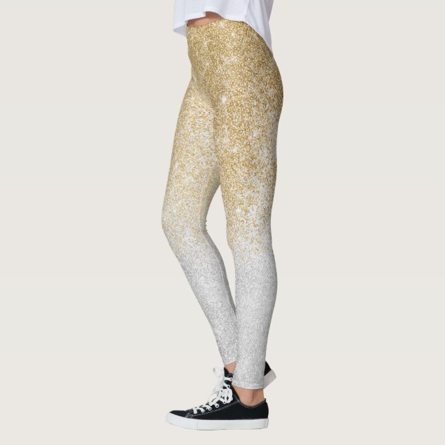 Legging Design de luxo do Ombre de Glitter Dourado e prate (Esquerda)