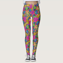 Legging Design de Mandala em pinks ricos, blues e ouro