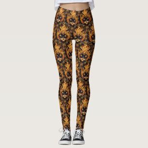 Legging Design de Mandala para o Gato de Fogo Místico