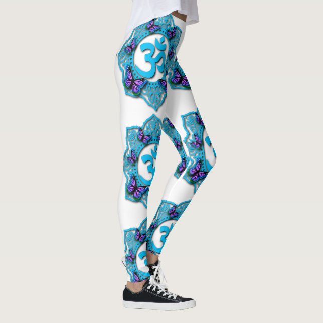 Legging Design de mandioca azul com borboletas roxas (Direita)