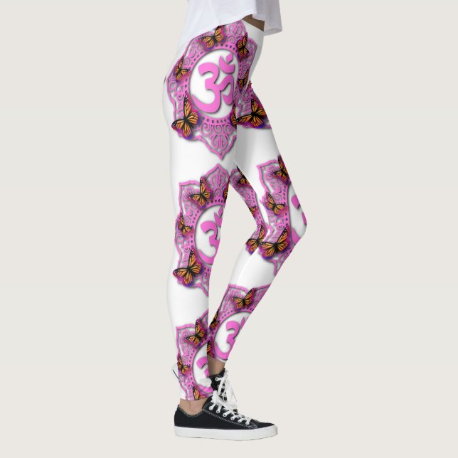Legging Design de mandioca rosa com borboletas Monarcas (Direita)