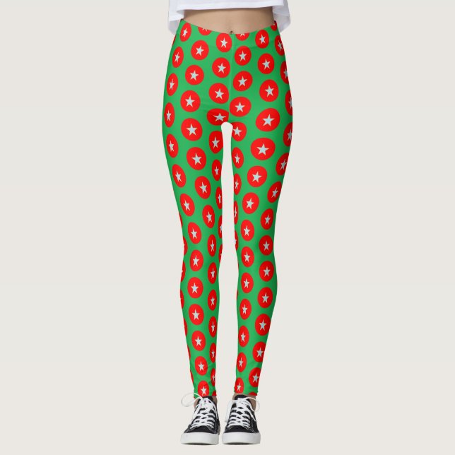 Legging Design de Natal vermelho e verde (Frente)