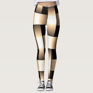 Legging Design De Onda Do ouro ~ Tan ~ Black ~ Dourado ~