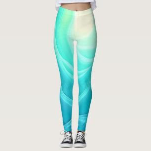 Legging Design de Ondas Abstrato da Serenidade do Oceano A