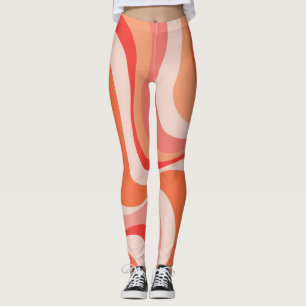 Legging Design de ondas retrô modernas coloridas