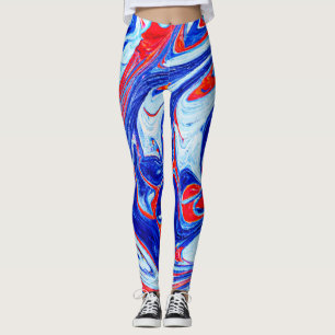 Legging Design de Padrão Abstrato Azul Dinâmico