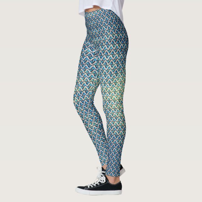Legging Design de Padrão Abstrato de Ondas Oceânicas 1312 (Esquerda)
