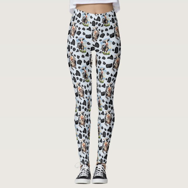 Legging Design de padrão animal de vaca (Frente)
