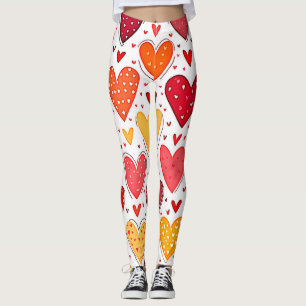 Legging Design de Padrão de Amor Corajoso Colorido