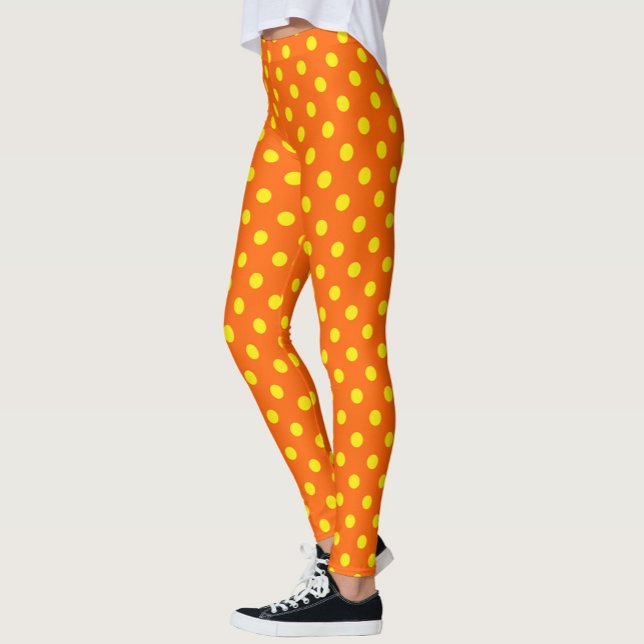 Legging Design de Padrão de Bolinhas Amarelo em Laranja (Criador carregado)