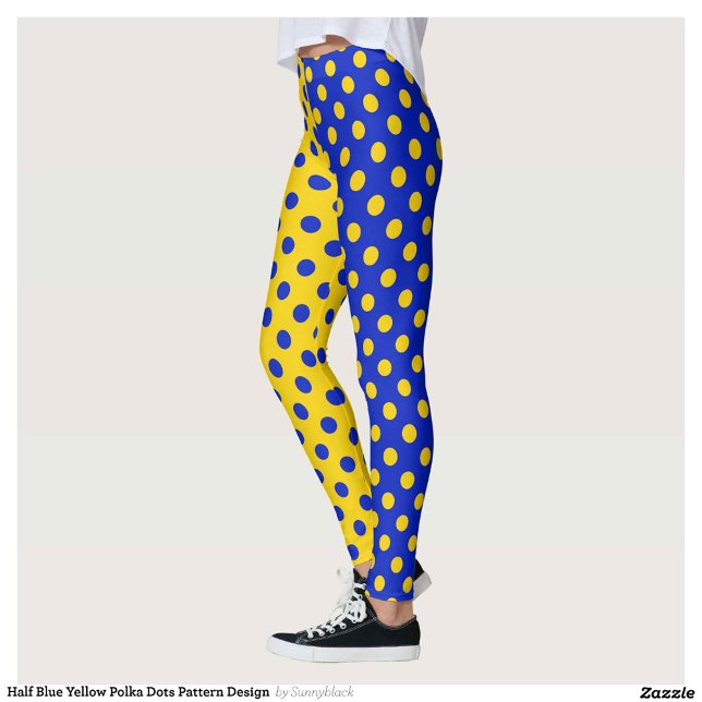 Legging Design de Padrão de Bolinhas Amarelo Half Azul (Criador carregado)