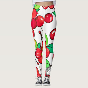 Legging Design de Padrão de Cereja
