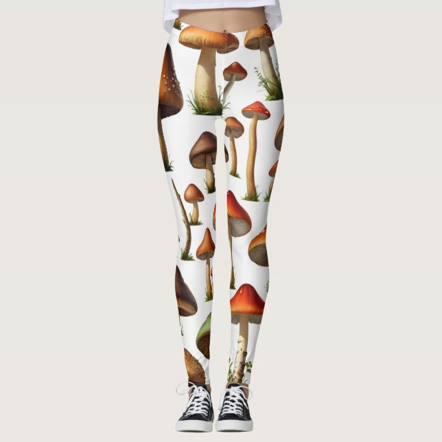 Legging Design de Padrão de Coleta de Cogumelos (Frente)