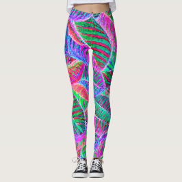 Legging Design de padrão de folha vívida