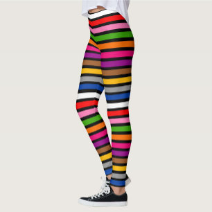 Legging Design de Padrão de Linhas de Listras Multicolores