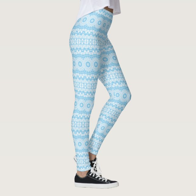 Legging Design de Padrão de Mandala Azul Claro (Direita)