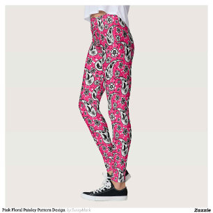 Legging Design de padrão de Paisley Floral rosa