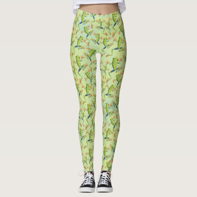Legging Design de padrão de Sapo verde (Frente)