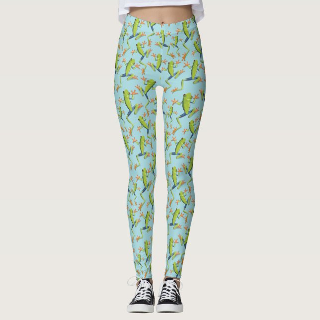 Legging Design de padrão de Sapo verde (Frente)